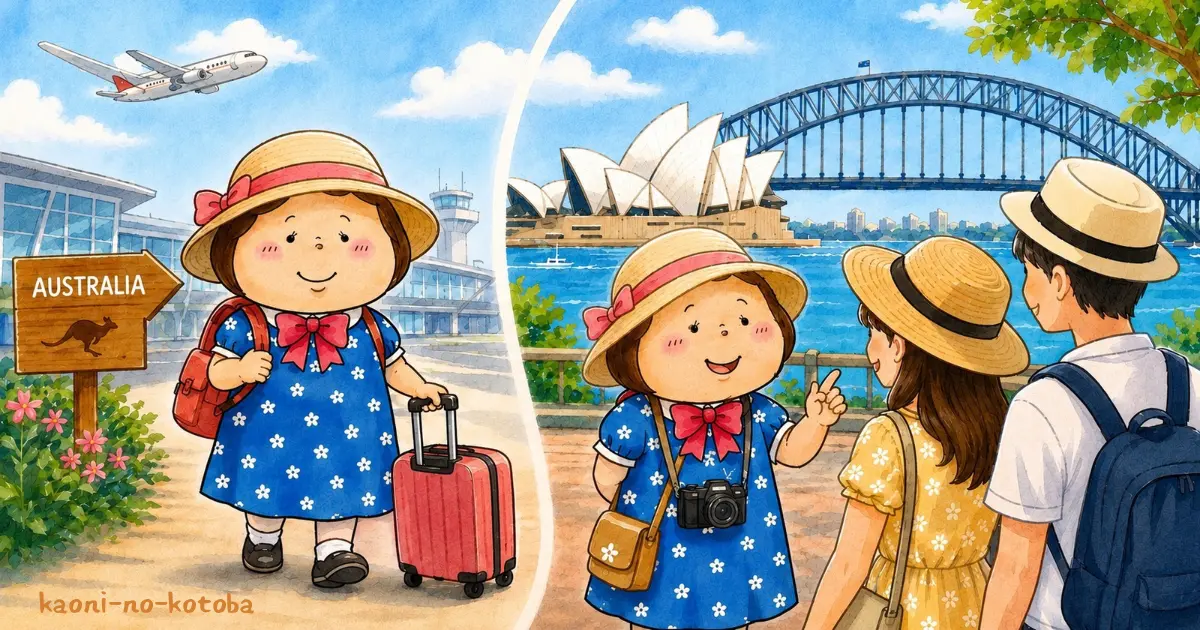 母フーちゃんがオーストラリアへの一人旅で運命的な出会いを果たした頃を描いたイラスト